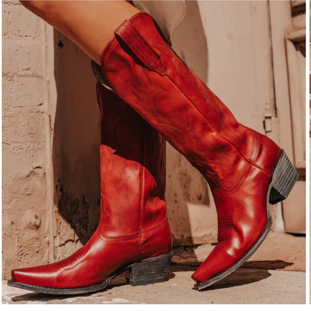 NWT Freebird by Steven Woodland Leather Western Cowboy Boots in Crimson Sz 9 - Picture 5 of 16